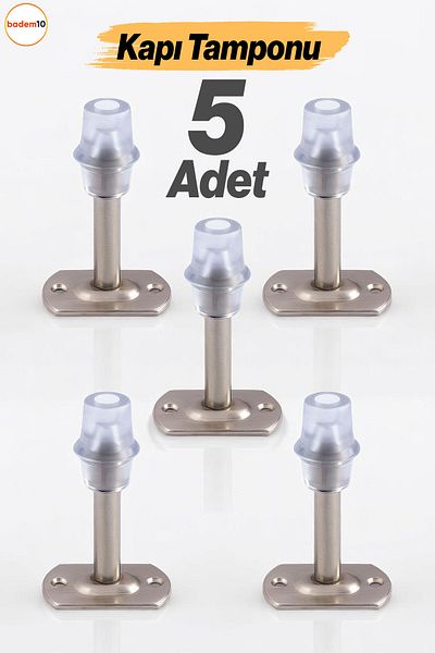 Badem10 (METAL) Opritor de ușă 5 buc. Tampon argintiu cromat 8 cm Suport opritor de ușă Opritor de mâner sub ușă