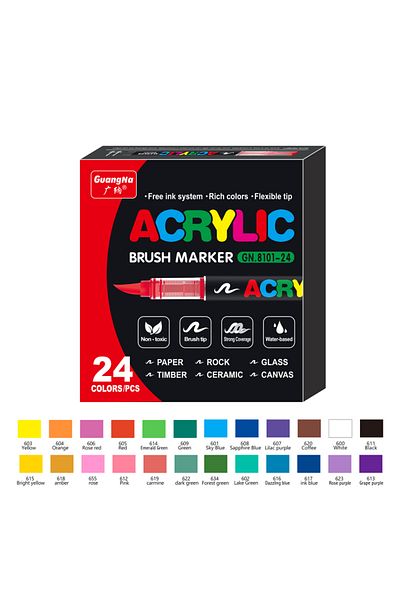 Choice 24 Colors 12-120 Colors Acrylic Paint Pens Markers Brush Tip Paint Markers For Rock Painting Wood Ca
