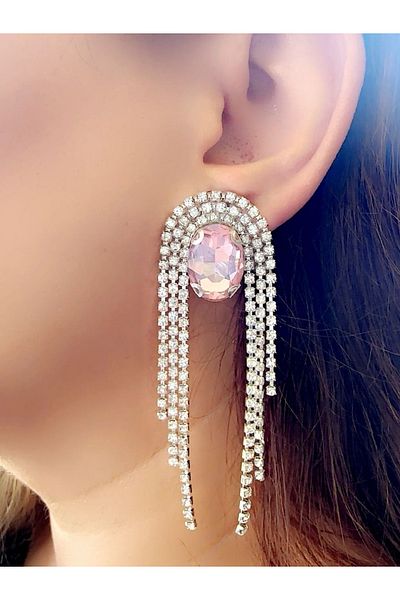 TURBİJ Trend Women's Stone Dangle Evening Dress Earrings