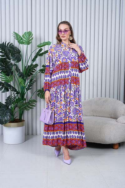 EL jadida Women's Plus Size Hijab Viscose Dress Purple