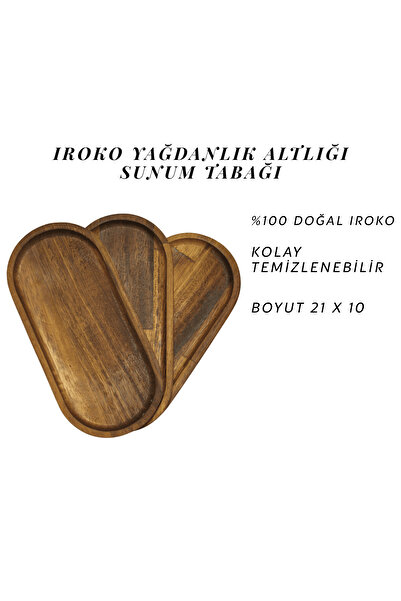 bidunyaahsap 3Lü Ahşap Iroko Yağdanlık Altlığı