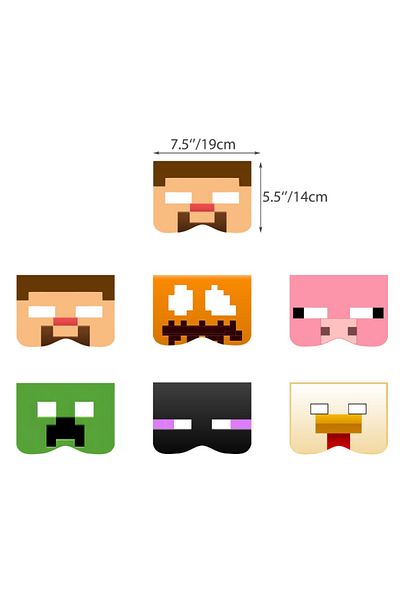 Choice 12pcs 12 Pcs/Set DIY Miner Pixel Crafting Mixed Paper Masks For Kids Birthday Party