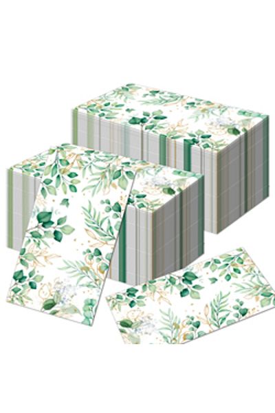 Choice CZJ010 20Pcs Green Leaves Printed Disposable Tissue Cocktail Paper Napkins for Wedding Birthday Part