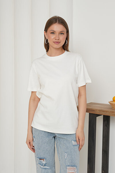 Ay Moda Collection Women's Crew Neck Short Sleeve T-Shirt Made of Interlock Fabric