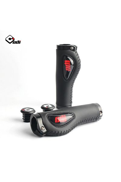 Choice blakc one pair ODI MTB Bicycle Grips Bike Ultralight Aluminum Alloy Lock Ring Leather Anti-skid Shoc