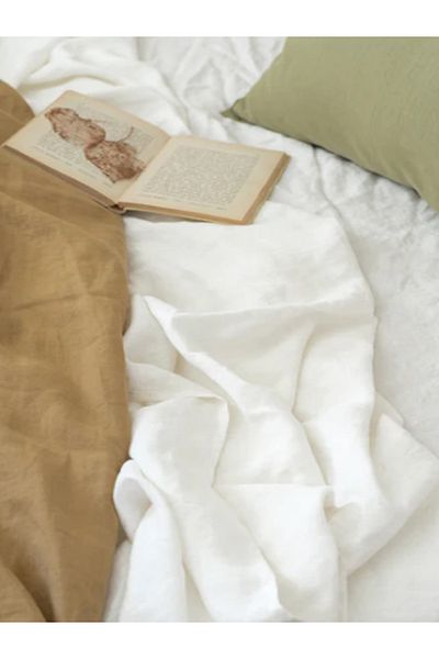 KÜTÜKhouse White Linen Flat Sheet Single 180X260 cm