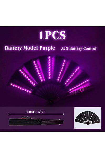 Choice Purple-1PC LED Glowing Folding Fan RGB Colorful Fan Night Light Show Dancing Glow Prop Festival Acce
