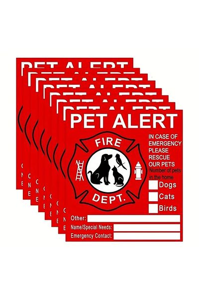 Choice Red Pet Internal Stickers - 10pcs Warning Safety Fire Rescue Stickers - In Case Of Fire Emergency, S