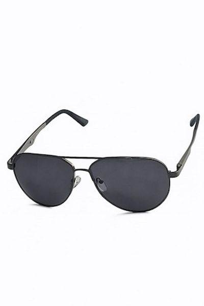 Globalport Retail Men's sunglasses, Aviator, polarized UV400, Silver aluminum frame, Smoke lenses