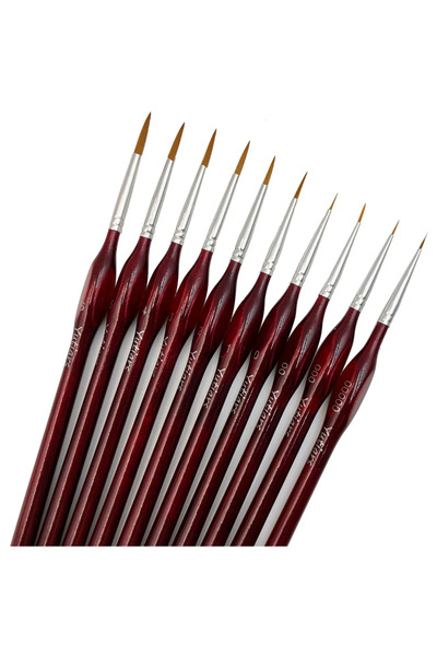 Choice مجموعة فرش طلاء دقيقة للغاية من 10 قطع باللون الأحمر، فرشاة طلاء دقيقة...