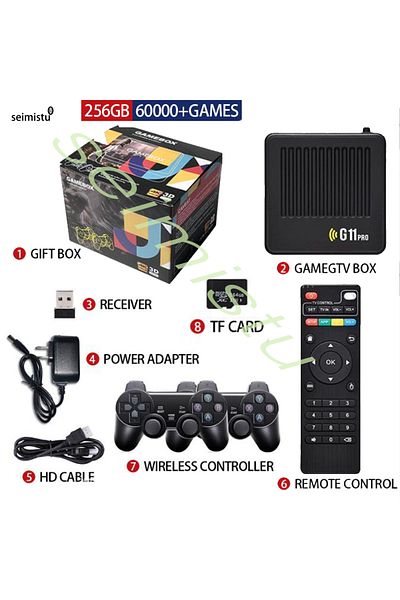Choice EU Plug 256G--60000 GAME Arcade game box G11 Pro Game Box TV 256G in 60000+ Retro Games 4K HD Video