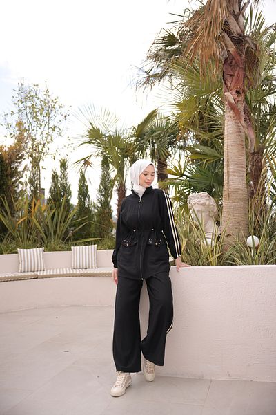 Ryzi Moda Γυναικείο Σετ Φόρμα Hijab Σετ με φερμουάρ διπλό