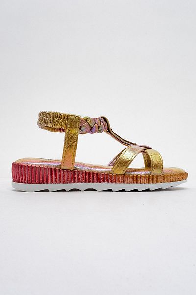 CCWAY AYAKKABI Children's Cross Sandals 25-29 Gold