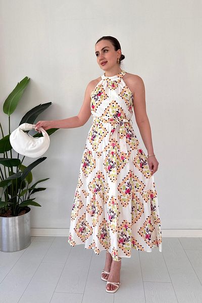 MaziButik Φόρεμα Halter με επένδυση ροζ