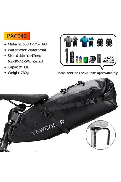 Choice 13L Set(with Rack) NEWBOLER Bike Saddlebag Stabilizer Set Waterproof 13L Large Capacity More Stable
