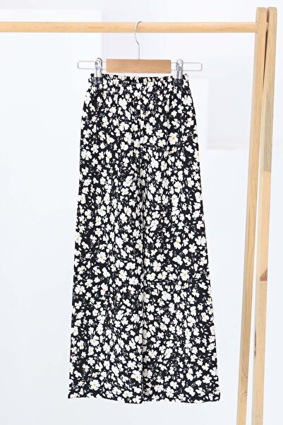 TOFİSA Κοριτσίστικο παντελόνι με μαύρο φλοράλ σχέδιο - 27308