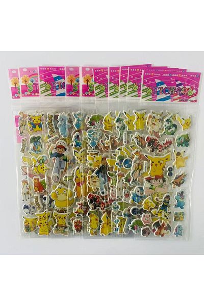 Miniso 12pcs pokemon 12pcs/set Pokemon 3D Bubble Stickers Decoration Decal Cute Reward Puffy Sticker Statio