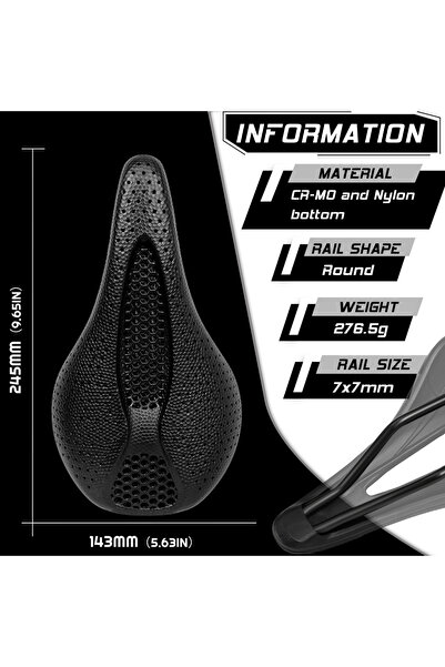 BUCKLOS سرج دراجة نايلون ثلاثي الأبعاد 143 مم 155 مم، سرج مطبوع ثلاثي الأبعاد...