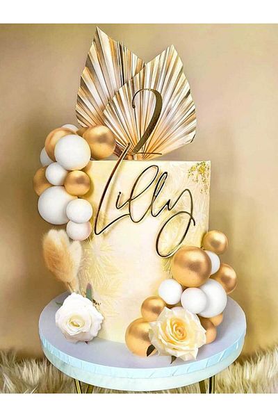 Choice Gold 26 PCs Champagne Rose Cake Decoration Balls Cake Decoration Gold Palm Leaves Cake Decoration Bo