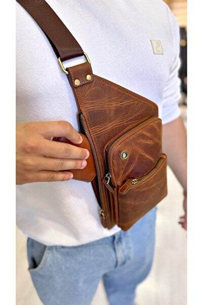 Fil Deri Genuine Leather - Zippered - Hanger - Cable Compartment - Shoulder Bag 2099