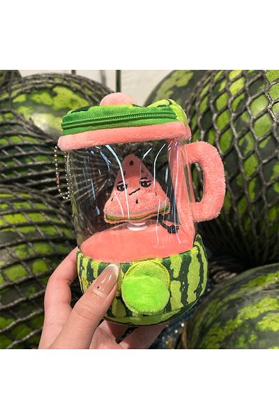 Choice Pink Cute Fruit Juicer Doll Fun Drawstring Turn Watermelon Plush Doll Soft Stuffed Doll Keychain Pen