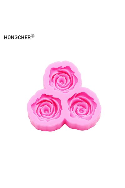 Choice Pink Roses DIY Headdress Shoes Bags Resin Jewelry Accessories Drip Mold Chocolate Cake Dessert Decor