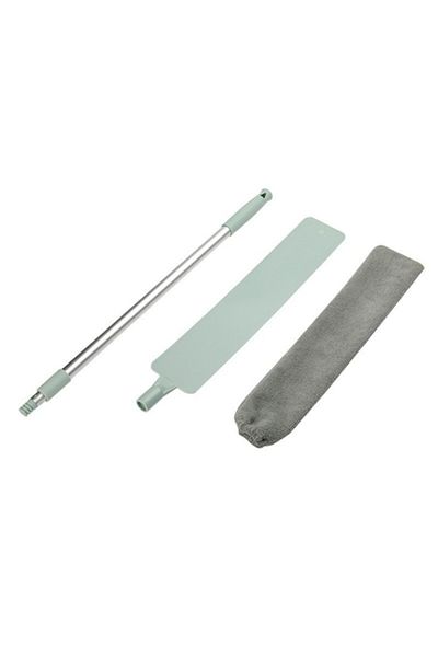 Bogadini Flat Dust Mop, Detachable Cloth, Extendable Aluminum Rod, Light Green