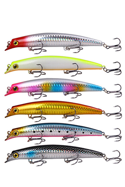 Choice MC 6 قطع 6 قطع طُعم صيد أسماك كرانكبيتس سطحية صلبة طُعم صناعي متذبذب لصيد الأسماك في البحر