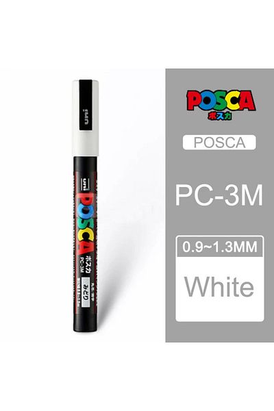 Choice PC-3M White UNI POSCA Markers Set PC-1M/3M/5M Permanent Acrylic Paint Pen Quick Dry Graffiti Paintin