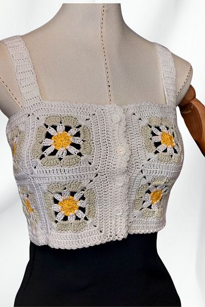 Uretti - Star 7202 4745 Hand Knitted Summer White Women's Bustier / Crop Blouse - 36/38/40 - Light Green