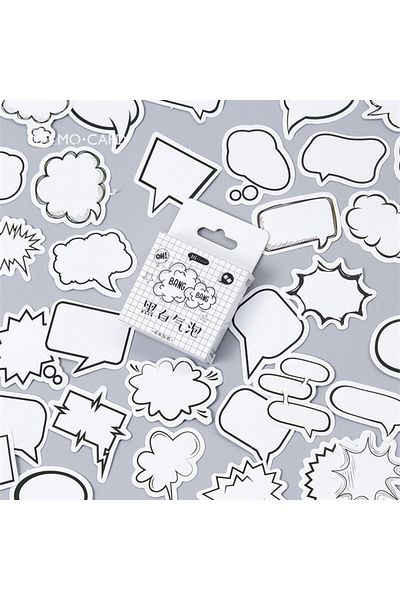 Choice WHITE 45 Pcs Black white bubbles Stickers Decoration Kawaii Cute Stickers Self-adhesive Scrapbooking