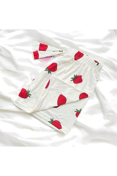 WALJA Pantaloni scurți de pijama din țesătură Milan cu model căpșuni pentru femei