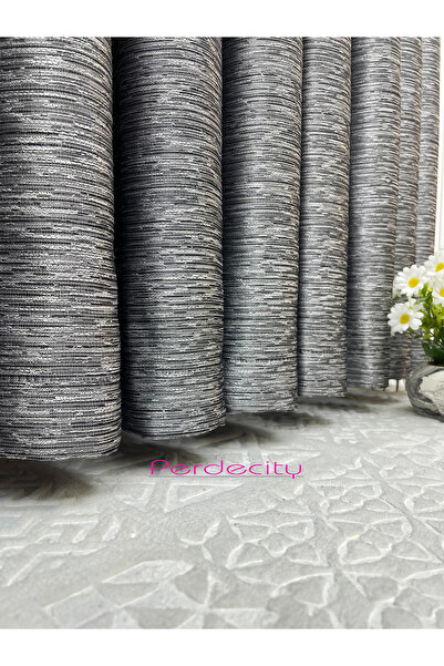 PERDECITY Paris Black Gray Gold Detailed Board Background Curtain 1X3 Tight Pile Does Not Wrinkle Suitable for the Entire Room