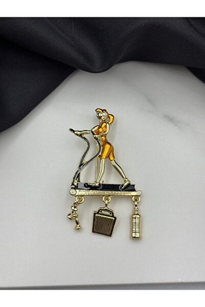 Genel Markalar Spor Yapan Kadın Konseptli Meslek Broşu Yaka İğnesi