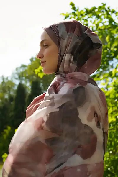Madame Polo Σάλι Prestige Helia Pattern - Καφέ