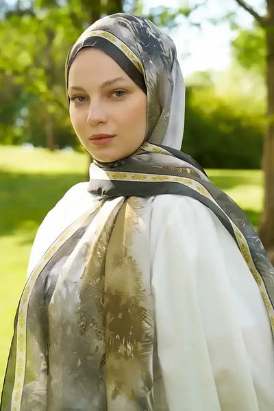 Madame Polo Σάλι Crystal Perla Pattern - Πράσινο