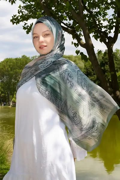 Madame Polo Σάλι Crystal Hola Pattern - Μέντα