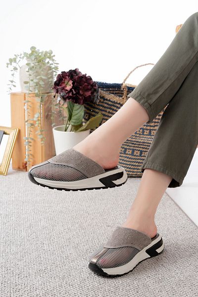 Egepass Jan Mesh Detailed Women's Sports Slippers Shoes Breathable Soled Casual Women's Slippers Sports Shoes