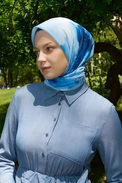 Madame Polo Φουλάρι Rustic Rosie Pattern - Μπλε