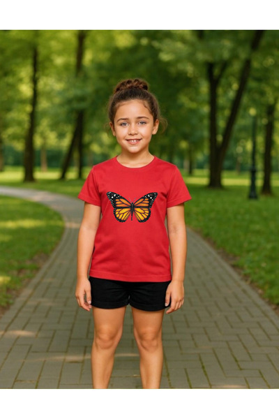 Windy Island Fata guler rotund Fluturi în față și în spate cu imprimeu tricou