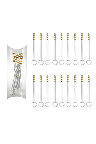 Üncam Set of 18 Glass Spoon Sets with Elegant Gold Spiral Design – Premium Tea & Dessert Serving Utensils