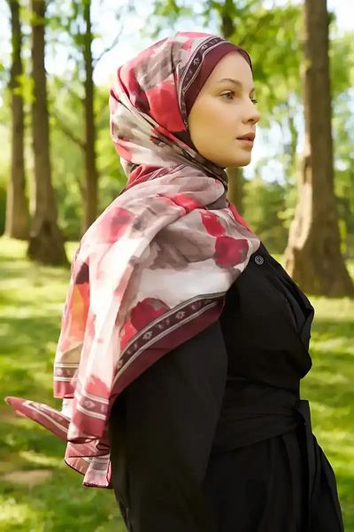 Madame Polo Σάλι Prestige Helia Pattern - Claret Red