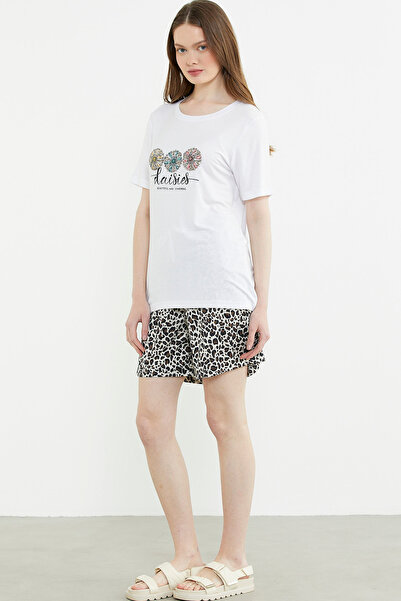 Sementa Leopard Combination Shorts Set - Ecru