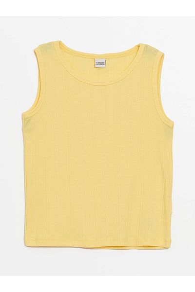LC Waikiki Lcw Kids Sari Crew Neck Girl's Undershirt S4Bg90Z4Nvy25