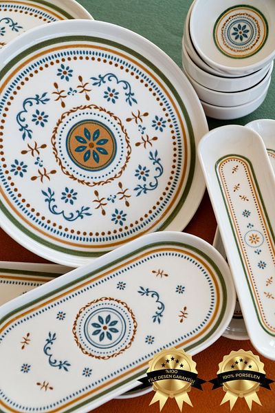Farika Porselen Minel 6-Person 16-Piece Breakfast Set