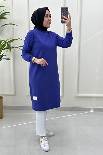 KADO Kol Ve Etek Ucu Ribanalı Spor Kadın Tunik Mor KADO 7194