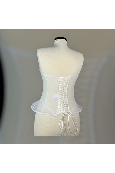 MODA Ecru Transparent Underwire Corset -Peplum Ready Size Wedding Dress-Party