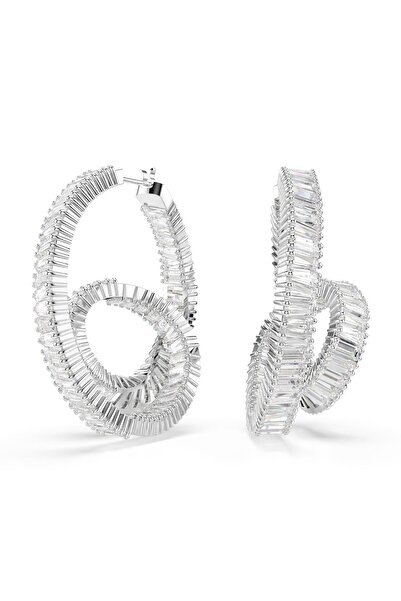 Swarovski 5727113 Swarovski Küpe Matrıx:Pe Hoop Twısted Whı/Rhs