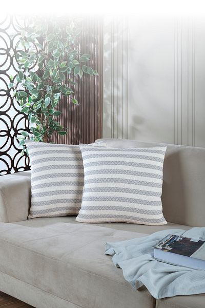LADYNİL Set de 2 huse de pernă de vară Față de pernă decorativă 45x45 cu fermoar Gri