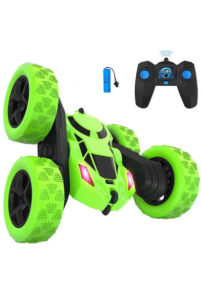 indiggo StuntRaceCar Remote Control Car, 4x4 Off-Road Vehicle, LED Lighting, Green